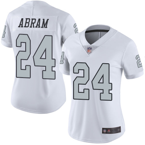 Raiders #24 Johnathan Abram White Women's Stitched Football Limited Rush Jersey