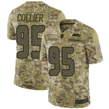 Seahawks #95 L.J. Collier Camo Youth Stitched Football Limited 2018 Salute to Service Jersey