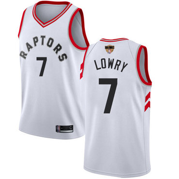 Raptors #7 Kyle Lowry White Association Edition 2019 Finals Bound Basketball Swingman Jersey