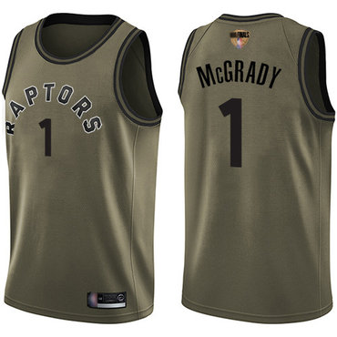 Raptors #1 Tracy Mcgrady Green Salute to Service 2019 Finals Bound Basketball Swingman Jersey