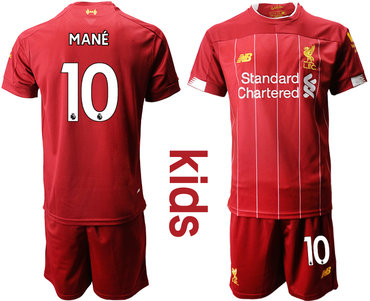 2019-20 Liverpool 10 MANE Youth Home Soccer Jersey