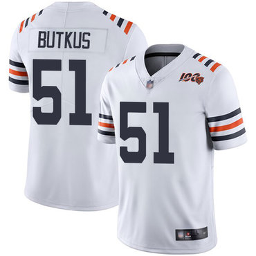 Bears #51 Dick Butkus White Alternate Men's Stitched Football Vapor Untouchable Limited 100th Season Jersey