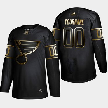 Men's St. Louis Blues Customized Black Gold Adidas Jersey