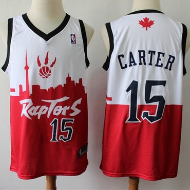 Raptors #15 Vince Carter White Red Basketball Swingman City Edition Jersey