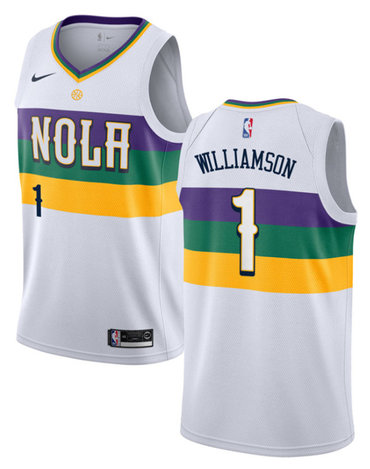 Pelicans 1 Zion Williamson White City Edition Nike Swingman Jersey