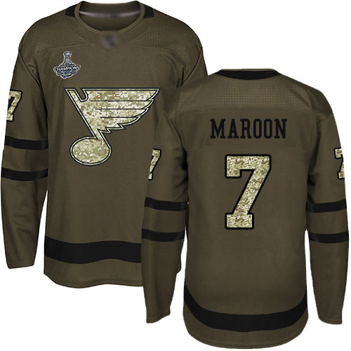 Blues #7 Patrick Maroon Green Salute to Service Stanley Cup Champions Stitched Hockey Jersey