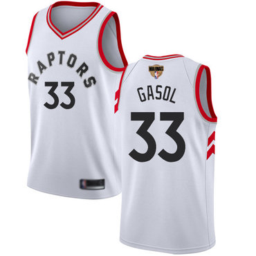 Raptors #33 Marc Gasol White 2019 Finals Bound Youth Basketball Swingman Association Edition Jersey