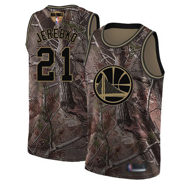 Warriors #21 Jonas Jerebko Camo 2019 Finals Bound Basketball Swingman Realtree Collection Jersey