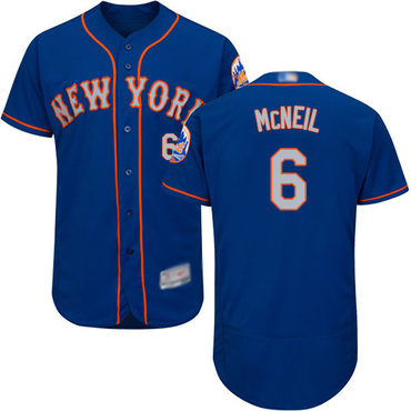 Mets #6 Jeff McNeil Blue(Grey NO.) Flexbase Authentic Collection Stitched Baseball Jersey