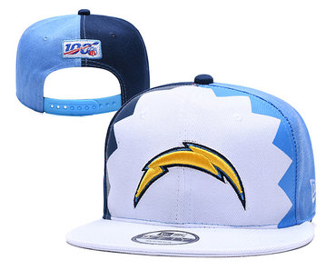 Chargers Team Logo White Navy Blue 2019 Draft 100th Season Adjustable Hat YD