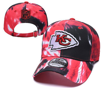 Chiefs Team Logo Red Black Peaked Adjustable Fashion Hat YD