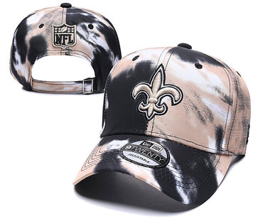 Saints Team Logo Cream Black Peaked Adjustable Fashion Hat YD