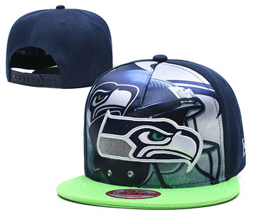 Seahawks Team Logo Navy Adjustable Leather Hat TX