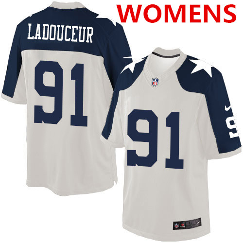 Women's Nike Dallas Cowboys #91 L. P. Ladouceur White Thanksgiving Limited Jersey 