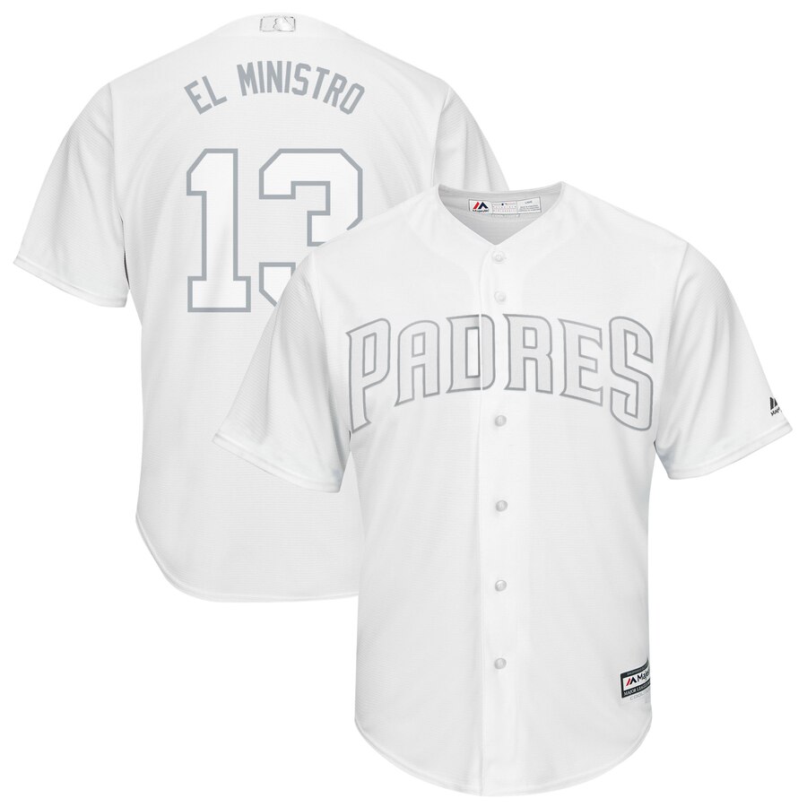 Men's San Diego Padres 13 Manny Machado El Ministro White 2019 Players' Weekend Player Jersey