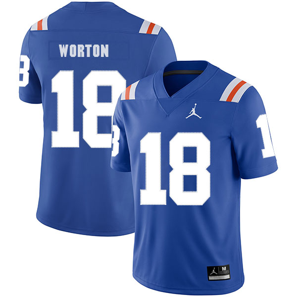 Florida Gators 18 C.J. Worton Blue Throwback College Football Jersey