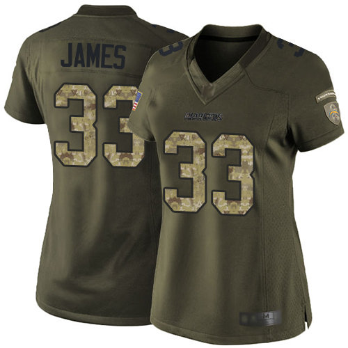 Chargers #33 Derwin James Jr Green Women's Stitched Football Limited 2015 Salute to Service Jersey