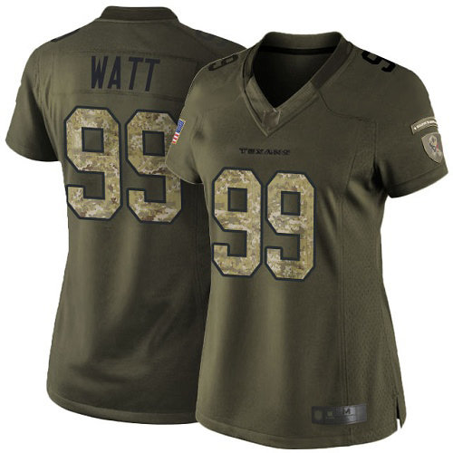 Texans #99 J.J. Watt Green Women's Stitched Football Limited 2015 Salute to Service Jersey