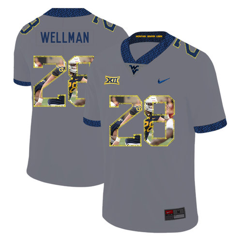 West Virginia Mountaineers 28 Elijah Wellman Gray Fashion College Football Jersey