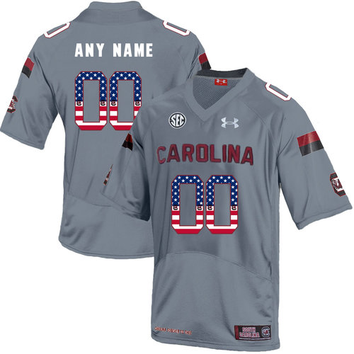 South Carolina Gamecocks Gray Customized USA Flag College Football Jersey