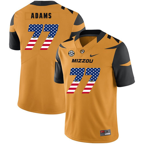 Missouri Tigers 77 Paul Adams Gold USA Flag Nike College Football Jersey