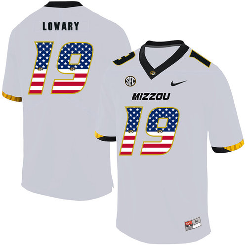 Missouri Tigers 19 Jack Lowar White USA Flag Nike College Football Jersey