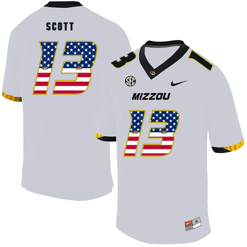 Missouri Tigers 13 Kam Scott White USA Flag Nike College Football Jersey