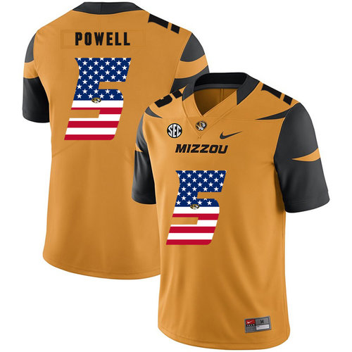 Missouri Tigers 5 Taylor Powell Gold USA Flag Nike College Football Jersey