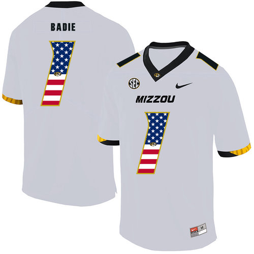 Missouri Tigers 1 Tyler Badie White USA Flag Nike College Football Jersey