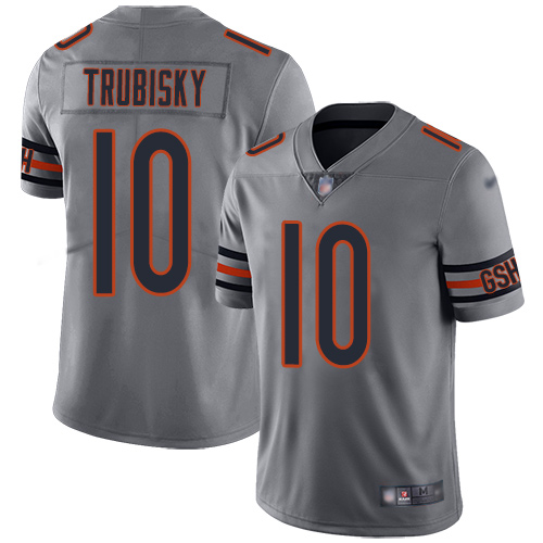 Bears #10 Mitchell Trubisky Silver Men's Stitched Football Limited Inverted Legend Jersey