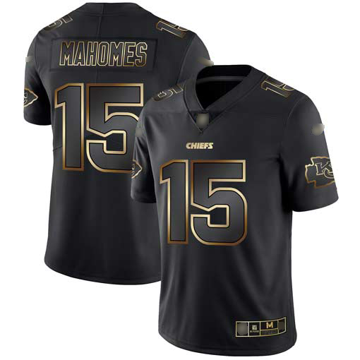 Chiefs #15 Patrick Mahomes Black Gold Men's Stitched Football Vapor Untouchable Limited Jersey