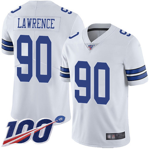 Cowboys #90 Demarcus Lawrence White Men's Stitched Football 100th Season Vapor Limited Jersey