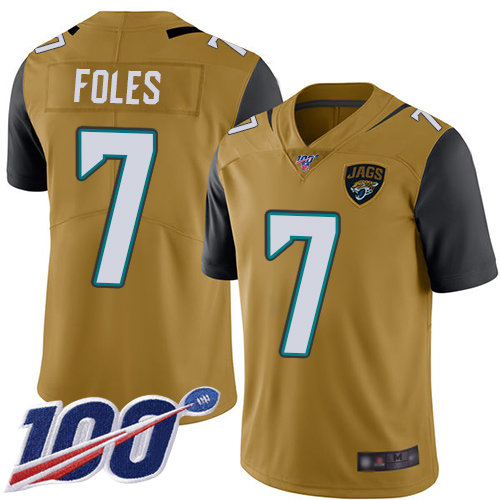 Jaguars #7 Nick Foles Gold Men's Stitched Football Limited Rush 100th Season Jersey