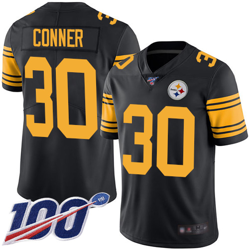 Steelers #30 James Conner Black Men's Stitched Football Limited Rush 100th Season Jersey