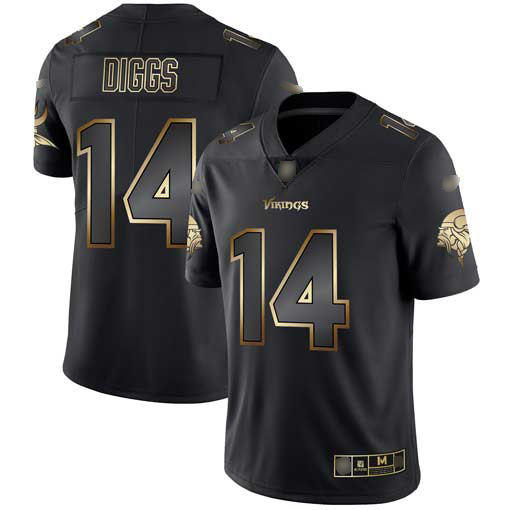 Vikings #14 Stefon Diggs Black Gold Men's Stitched Football Vapor Untouchable Limited Jersey