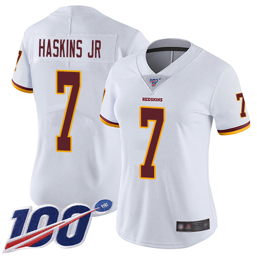 Nike Redskins #7 Dwayne Haskins Jr White Women's Stitched NFL 100th Season Vapor Limited Jersey