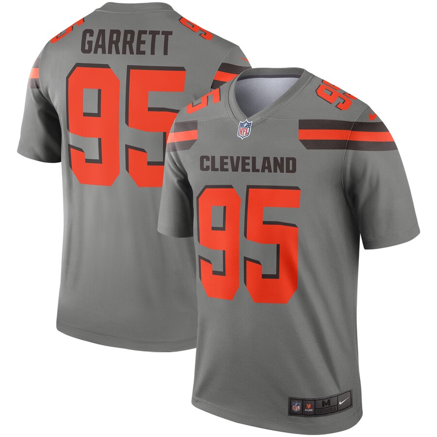 Nike Cleveland Browns 95 Myles Garrett Gray Inverted Legend Jersey