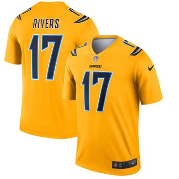 Nike Los Angeles Chargers 17 Philip Rivers Gold Inverted Legend Jersey