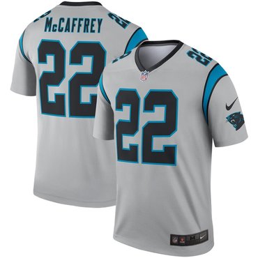 Nike Carolina Panthers 22 Christian McCaffrey Silver Inverted Legend Jersey