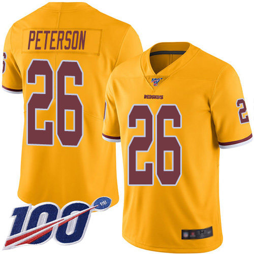 Nike Redskins #26 Adrian Peterson Gold Men's Stitched NFL Limited Rush 100th Season Jersey