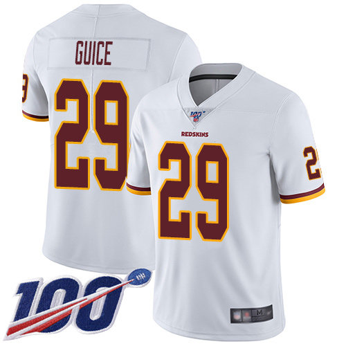 Nike Redskins #29 Derrius Guice White Men's Stitched NFL 100th Season Vapor Limited Jersey