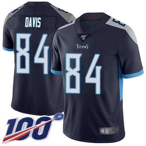 Nike Titans #84 Corey Davis Navy Blue Team Color Men's Stitched NFL 100th Season Vapor Limited Jersey