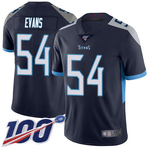 Nike Titans #54 Rashaan Evans Navy Blue Team Color Men's Stitched NFL 100th Season Vapor Limited Jersey