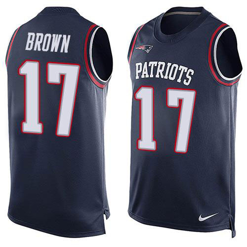 Nike Patriots #17 Antonio Brown Navy Blue Team Color Men's Stitched NFL Limited Tank Top Jersey