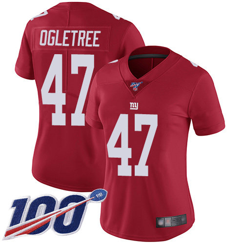 Nike Giants #47 Alec Ogletree Red Women's Stitched NFL Limited Inverted Legend 100th Season Jersey