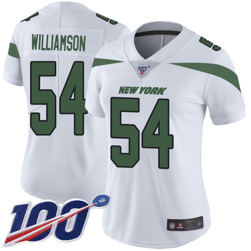 Nike Jets #54 Avery Williamson White Women's Stitched NFL 100th Season Vapor Limited Jersey