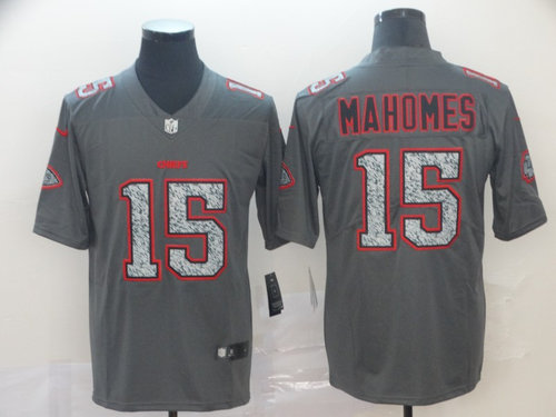 Nike Chiefs 15 Patrick Mahomes Gray Camo Vapor Untouchable Limited Jersey