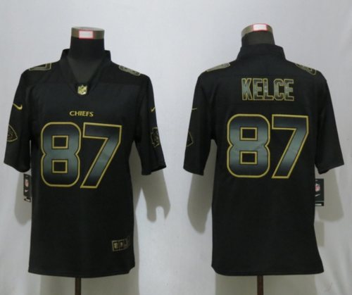 Nike Chiefs 87 Travis Kelce Black Gold Vapor Untouchable Limited Jersey