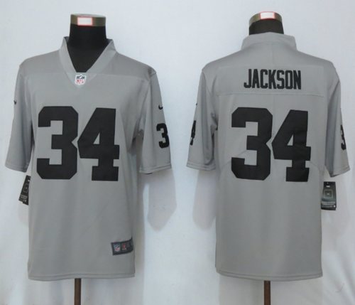 Nike Raiders 34 Bo Jackson Gray Inverted Legend Limited Jersey