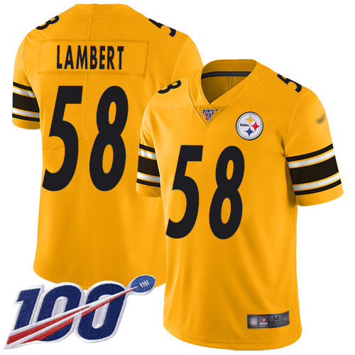 Nike Steelers #58 Jack Lambert Gold Men's Stitched NFL Limited Inverted Legend 100th Season Jersey
